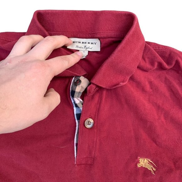 VINTAGE Burberry Button Up Shirt XL Burgandy - Picture 1 of 4